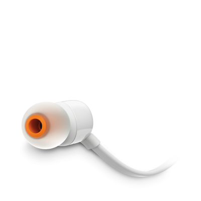 JBL Tune 110 In-Ear Headphones in White - JBLT110WHTAM