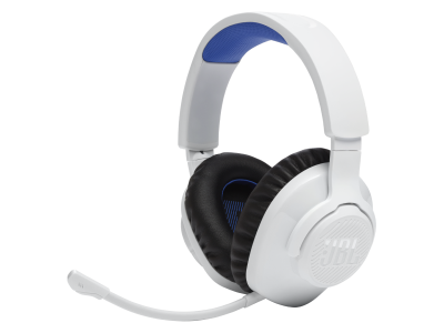 JBL Quantum 360P Wireless Over-Ear Console Gaming Headset with Detachable Boom Mic in White - JBLQ360PWLWHTBLUAM