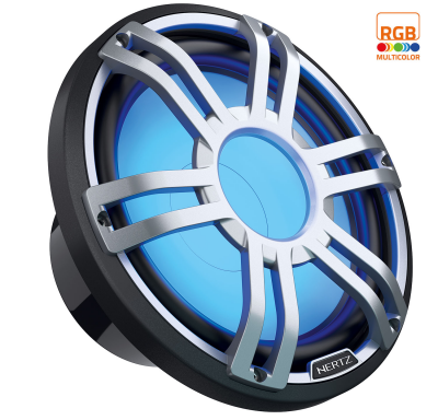 12" Hertz 2-Ohm Marine Sport RGB LED Subwoofer in Gray Grille - HMS 12 S2-LD-G