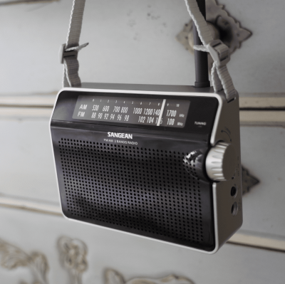 Sangean AM / FM Retro Strap Analog Radio - 14‐PRD6WH