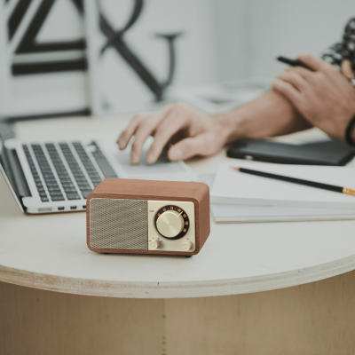 Sangean FM / Bluetooth / AUX Wooden Cabinet Radio in Matte Black - 14-WR7DK