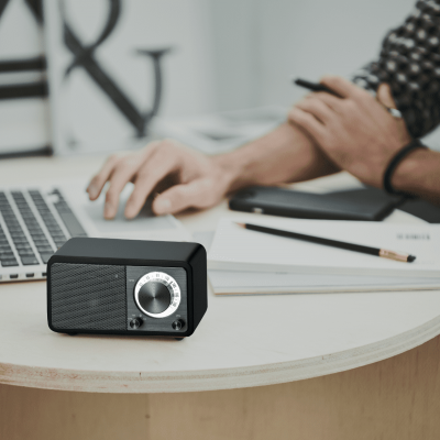 Sangean FM / Bluetooth / AUX Wooden Cabinet Radio in Matte Black - 14-WR7DK