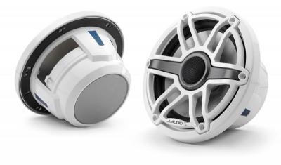 7.7" JL Audio Marine Coaxial Speakers, Gloss White Trim Ring, Gloss White Sport Grille -M6-770X-S-GwGw