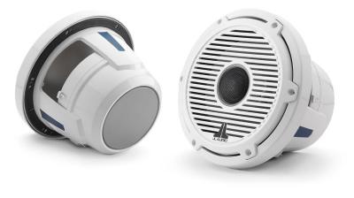8.8" JL Audio Marine Coaxial Speakers, Gloss White Trim Ring, Gloss White Classic Grille - M6-880X-C-GwGw