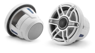 8.8" JL Audio Marine Coaxial Speakers, Gloss White Trim Ring, Gloss White Sport Grille - M6-880X-S-GwGw