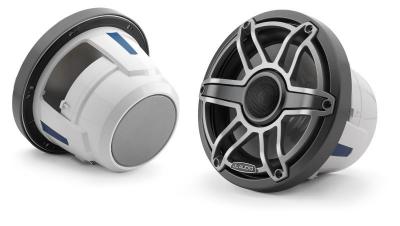 8.8" JL Audio Marine Coaxial Speakers, Gunmetal Trim Ring, Titanium Sport Grille - M6-880X-S-GmTi